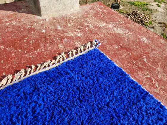 Large Beni Ouarain Berber rug in Majorelle blue, 300x200 cm, thick wool, Rugs & carpets, Cotton (photo 10 of 17)