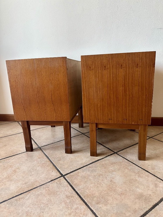 Image 1 of Pair of Vintage Mid-Century Teak Nightstands | Italy 1960's - 1970's