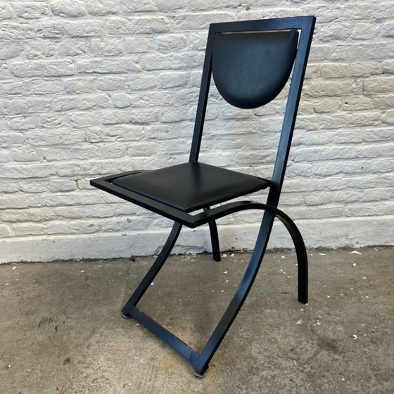 Image 1 of 4x KFF chaise design, acier noir - minimaliste / Memphis