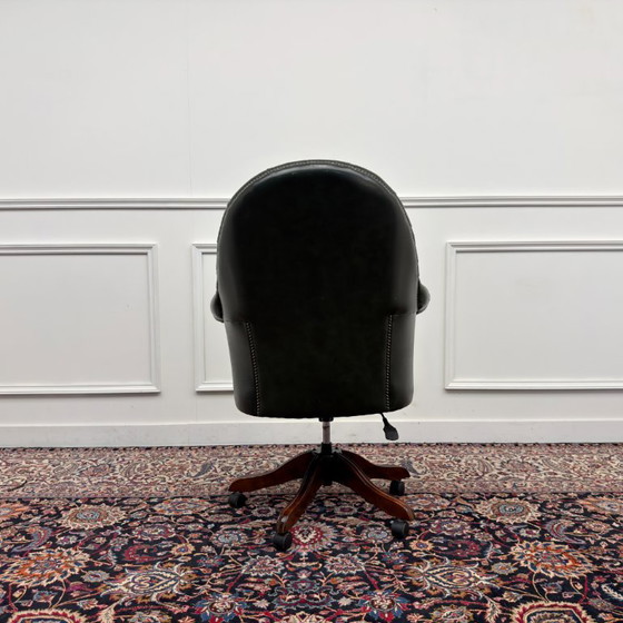 Sedia da Direttore Chesterfield Classica Inglese Verde – Sedie da ufficio, Leather, Metal (photo 4 of 7)