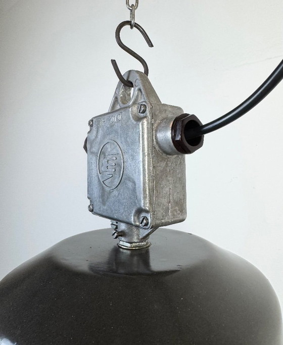 Image 1 of Grote zwarte geëmailleerde industriële hanglamp van Elektrosvit, jaren 60