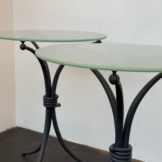 Image 1 of 2x Table d'appoint Verre/Acier