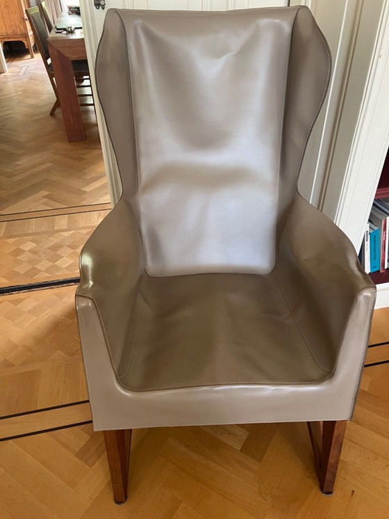 Image 1 of 2x Giorgetti leren leunstoelen