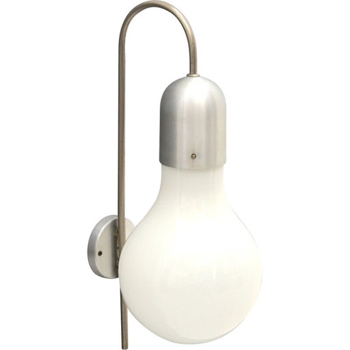 Vintage glass, brass and aluminum wall lamp by Stilux Milano, 1960s