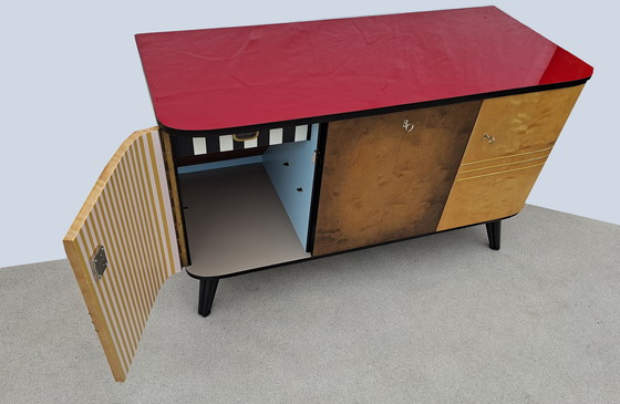 Image 1 of Vintage ladekast met 2 zijdeuren + 1 kanteldeur