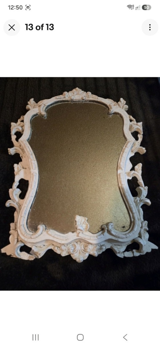 Specchio da parete vintage in stile barocco/rococò con cornice decorata in stile shabby chic. – Glass, Metal (photo 2 of 12)