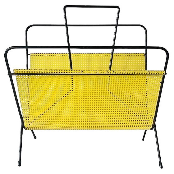 Image 1 of Porte-revues vintage Pilastro, style pop art, en métal jaune et noir, années 1950
