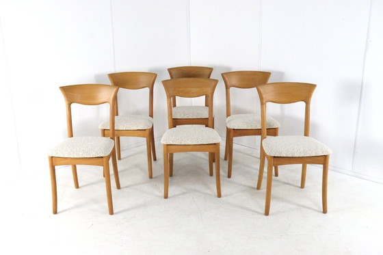 Image 1 of Set van 6 Juul Kristensen JK Denmark stoelen eetkamerstoelen vintage gestoffeerd