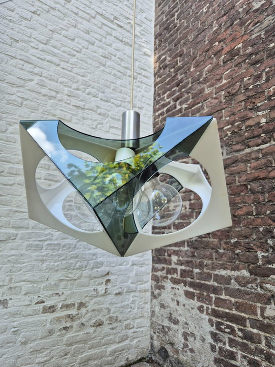 Image 1 of Vintage XL space age plastic geometric pendant lamp