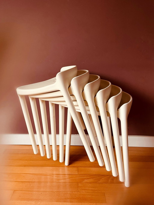 Set mit 6 italienischen Pedralis-Kunststoffhockern