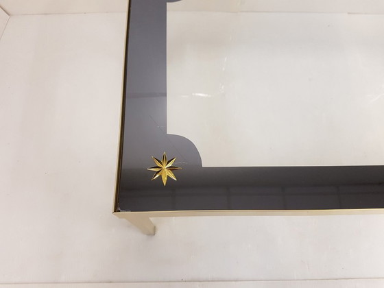 Image 1 of TABLE BASSE VINTAGE ALUMINIUM DORE & VERRE ETOILE 1960 ANNEES 60 60'S 60S