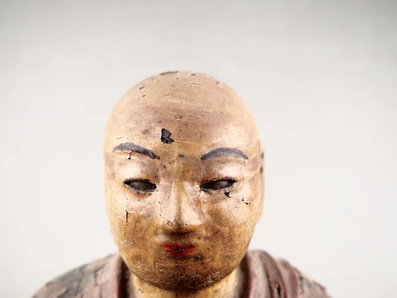 Antique Kobo Daishi Statue in Zushi Shrine – Japan Edo Period Buddha – Sculpture, Wood (photo 30 of 40)