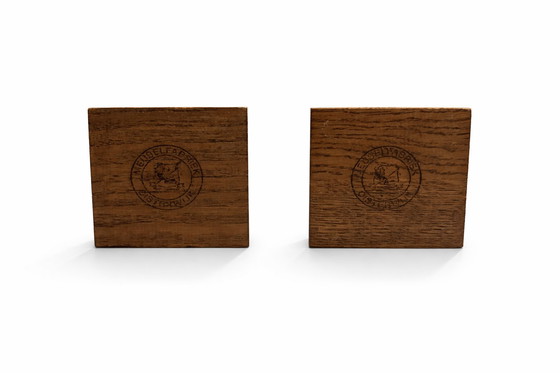 Image 1 of Pair of Dutch Solid Oak Candlesticks by Oisterwijk – Mid-Century Vintage