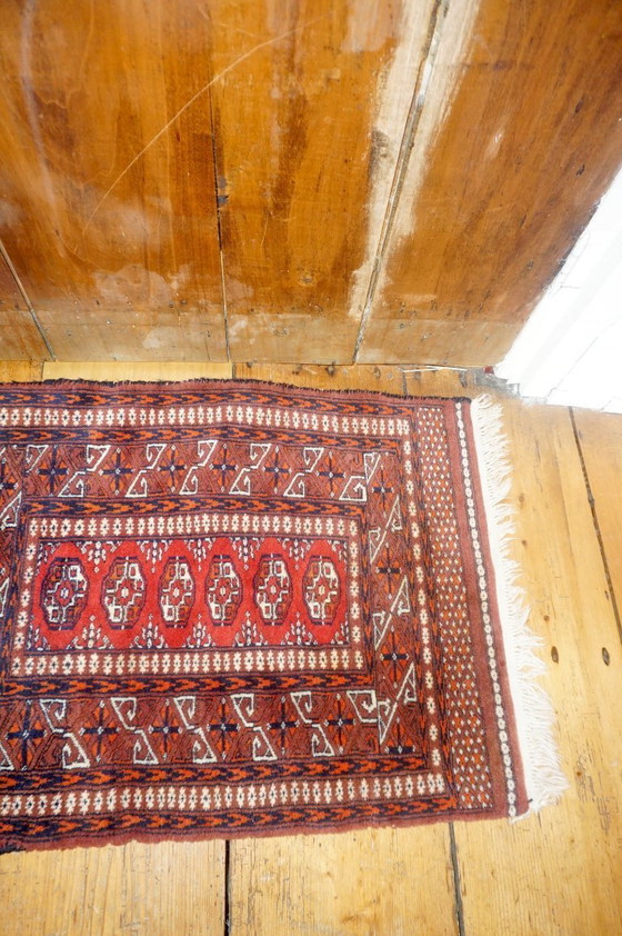 Image 1 of vintage tribal wool rug * afghan baluchi style carpet * geometric nomadic rug * small area rug boho decor