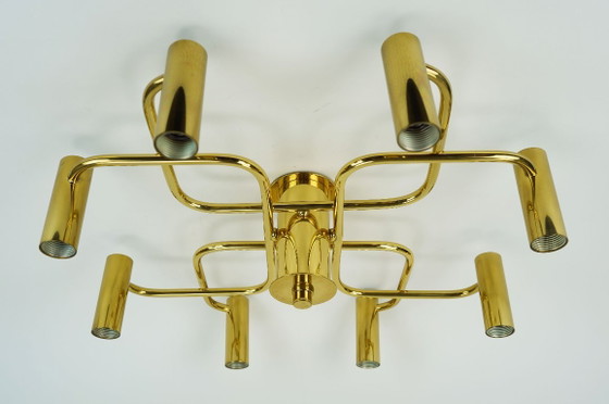 Large 1970s Sputnik Brass Ceiling Lamp 8-Light Ceiling Fixture – Ceiling lights (photo 9 of 11)
