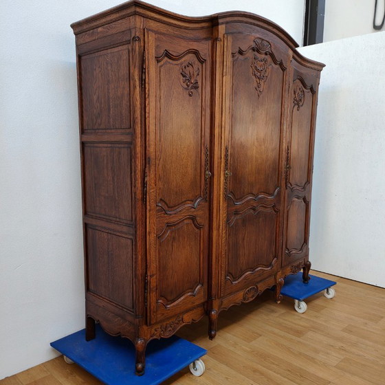 Image 1 of Vintage Antique French Oak Wardrobe Cabinet Dismantable
