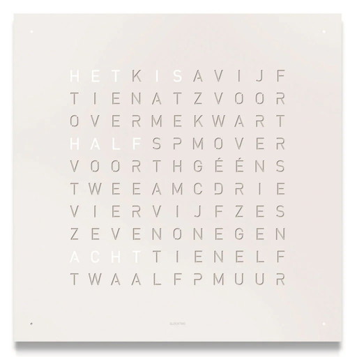 Qlocktwo Word Clock White Pepper 90x90 Design Clock