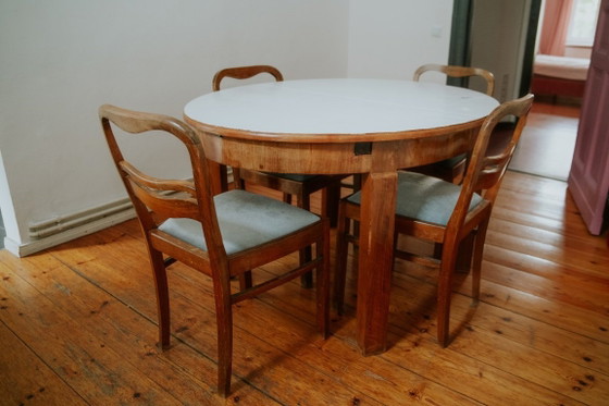 Vintage Extendable Dining Table + 4 Chairs – Wood – Folding Table (photo 9 of 9)