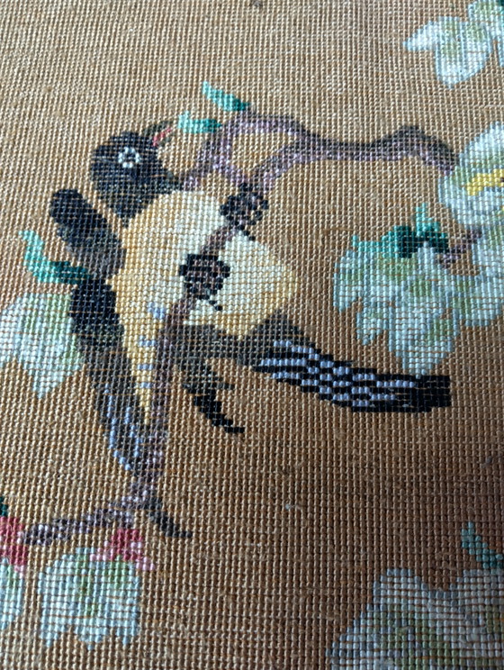 Image 1 of Set of 2 hand-knotted Chinese tapestries – 1970s – bird & blossom motif