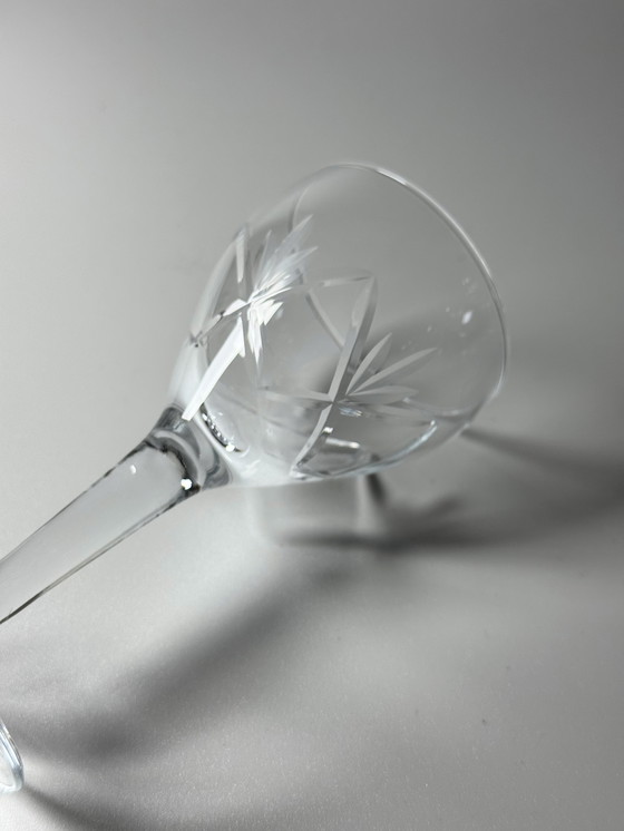 Image 1 of Holmegaards Glasværk - 1920s - Set of 8 Hand-Engraved Crystal Port, Dessert Wine & Sherry Glasses — Model Ulla