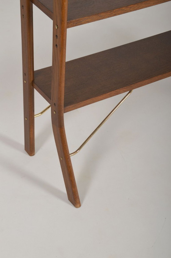 Image 1 of Estantería de pared danesa independiente con detalles de latón, década de 1960.