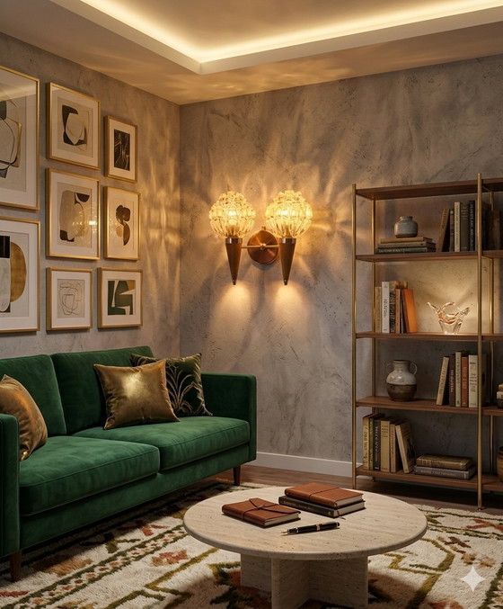 Image 1 of Applique doppia in stile scandinavo - Vetro scolpito e legno di teak - Anni '60