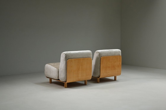 Image 1 of Set van 2 multiplex loungestoelen, jaren 70, Nederland.