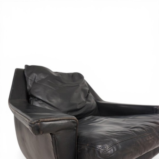 Image 1 of ESA 802 Black Leather Lounge Chair by Werner Langenfeld, 1970