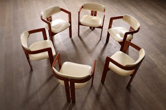 Set van 6 Augusto Savini Pamplona-stoelen voor Pozzi, Italië, 1965 – Eetkamerstoelen, Wood (photo 7 of 18)