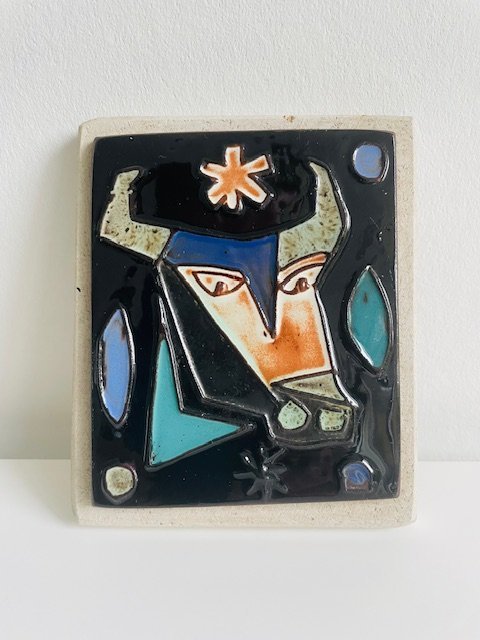 Wall Tile Bull Henk Potters Vintage '60/'70 - Signed