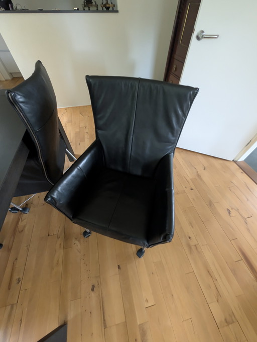 4 Zwarte Montis Chaplin Eetkamer Of Vergader Stoelen – eetkamerstoelen, Chrome, Leather