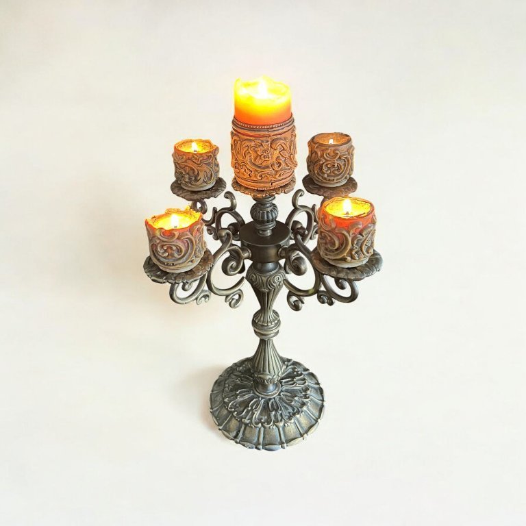 SOFE Antiker 3-armiger Kandelaber – 30,5 Cm Hoch, Weißes Metall, Shabby Chic Für Tischdeko