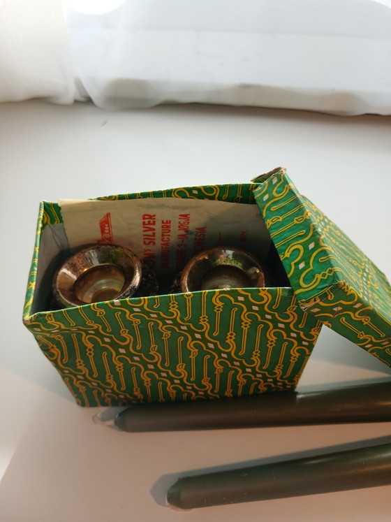 Seltene Kerzenhalter Massivsilber 800 Komplett In Originalverpackung Indonesien – TOM'S SILVER KOTAGEDE JOGJA (photo 8 of 14)