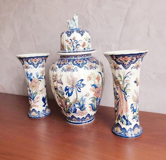 Image 1 of Unieke Kastelenset Vieux Rhodes Boch pauwen en vogels 