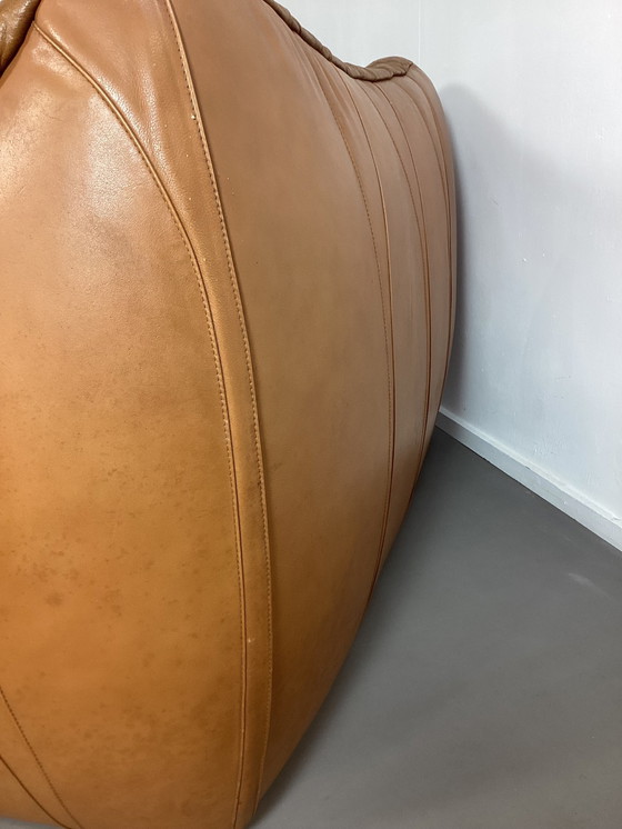 Image 1 of 2 zits cognac lederen bank italiaans jaren,70