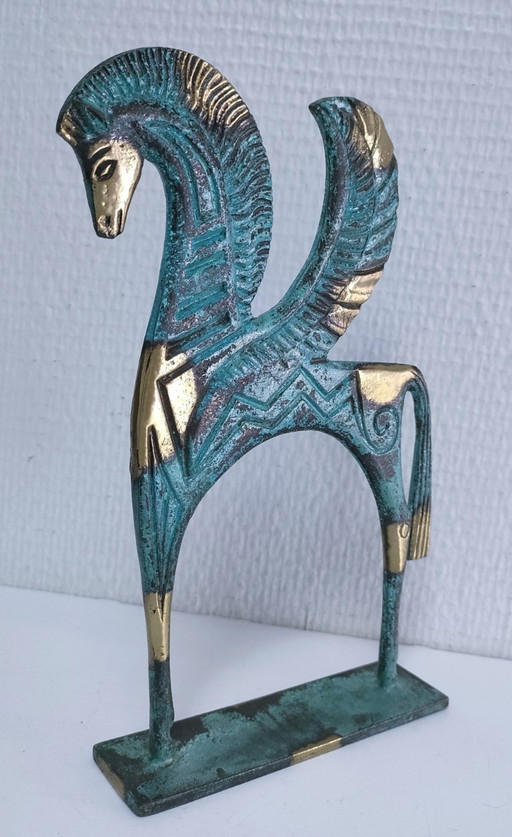 Pegasus-Statue Bronze Patina grün