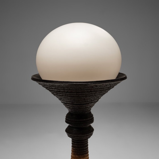 Large Earthy Ceramic Floor Lamp by Doria Leuchten, Germany, 1970s – Floor lights, Glass (photo 5 of 10)