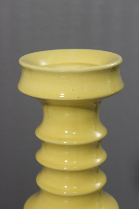 Image 1 of Large vintage ceramic candlestick Space Age design 1970s yellow