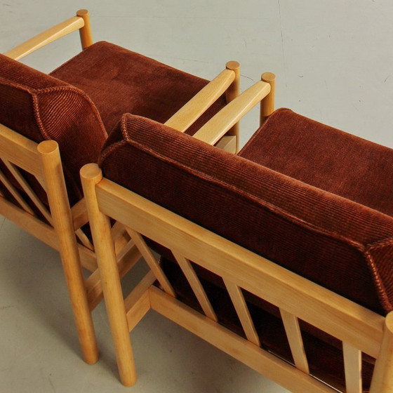 Image 1 of Een paar fauteuils uit Tsjechoslowakije, mid-century modern, vintage jaren 60/70, gerestaureerd.