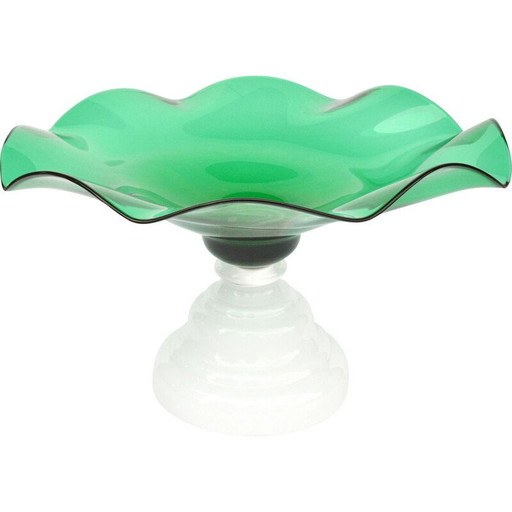 Vintage glass fruit plate by Harrachov, Czechoslovakia 1960