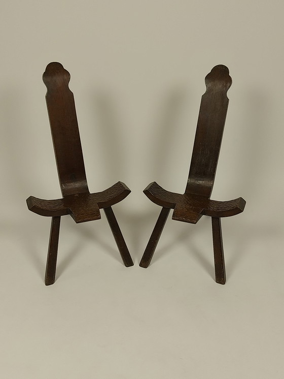 Image 1 of Set van 2 Vintage Houten Krukjes