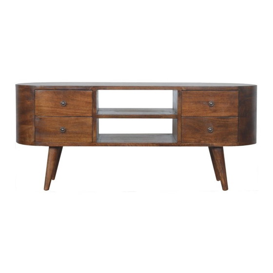 Mobile TV di Lusso in Legno Massello di Mango – Chestnut – Design Rotondo – Artisan, Mobili TV (photo 2 of 9)