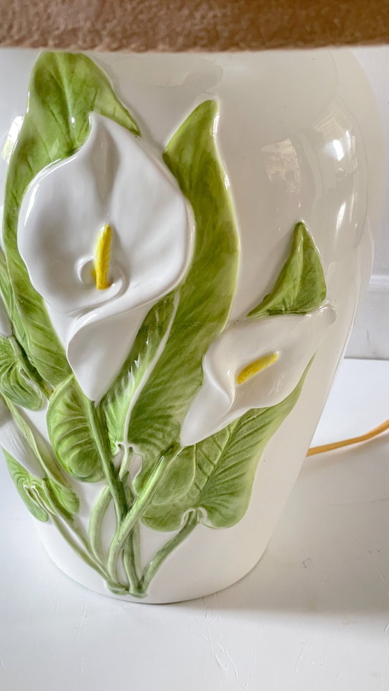 Image 1 of LAMPE Italienne Fleurs d'ARUM Vintage