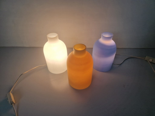 Set Of 3 Vintage Blanca Bottle Lamps By Sce