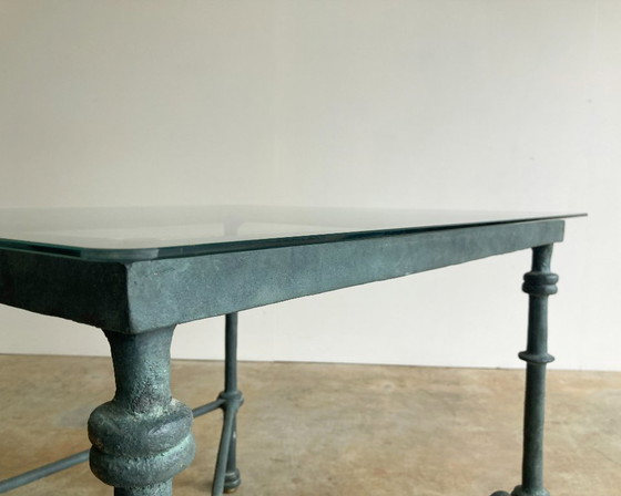 Image 1 of Vintage sculptural metal coffee table with a patina finish