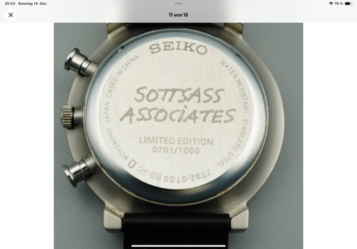 SEIKO UHR BY ETTORE SOTTSASS UNISEX 38mm NEUZUSTAND