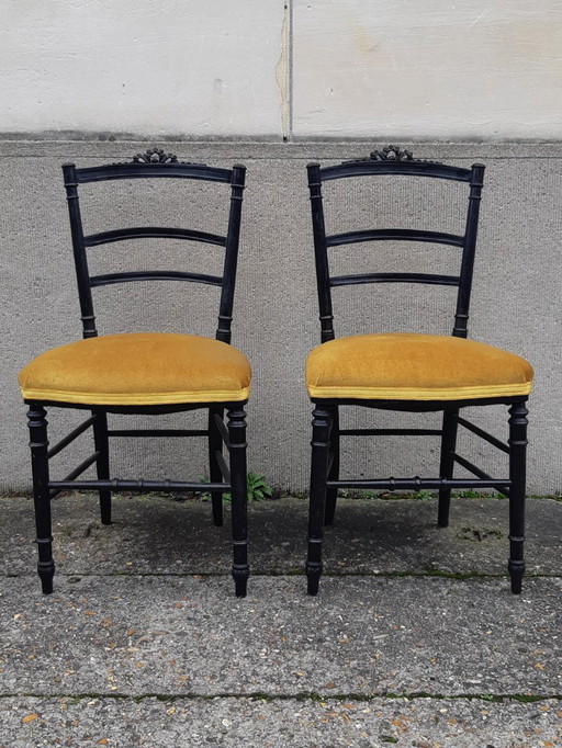 Coppia di sedie Napoleone III in legno annerito
