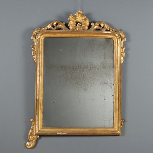 Specchiera con Cornice in Legno Intagliato e Dorato