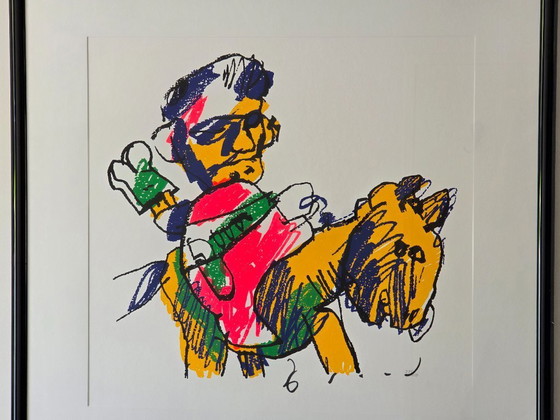 Image 1 of Herman Brood - Man with Horse - 27/200 - Hand-signed