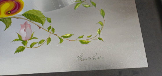 Image 1 of Vintage silkscreen print signed Michelle Emblem – 1970s